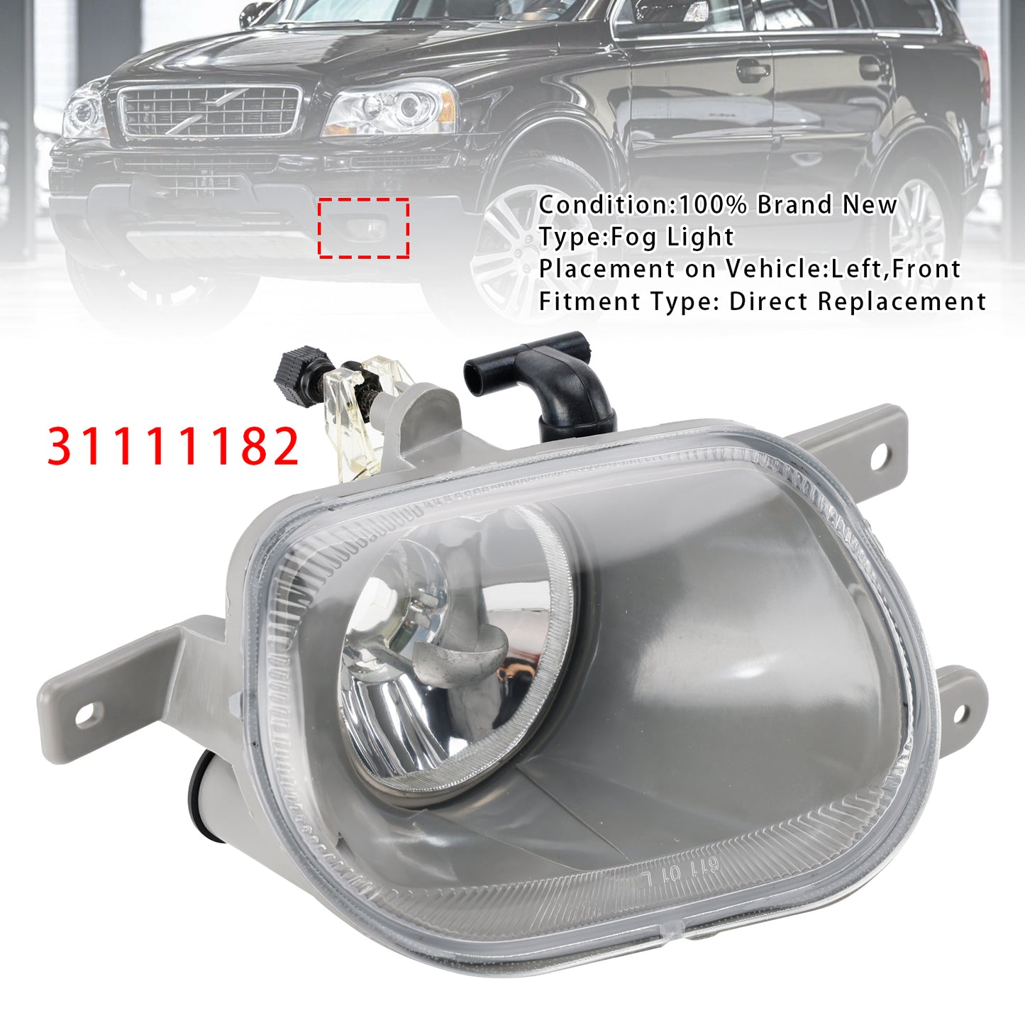 Left Front Fog Light Lamp For Volvo XC90 I 2.5L 3.2L 4.4L 03-14 31111182