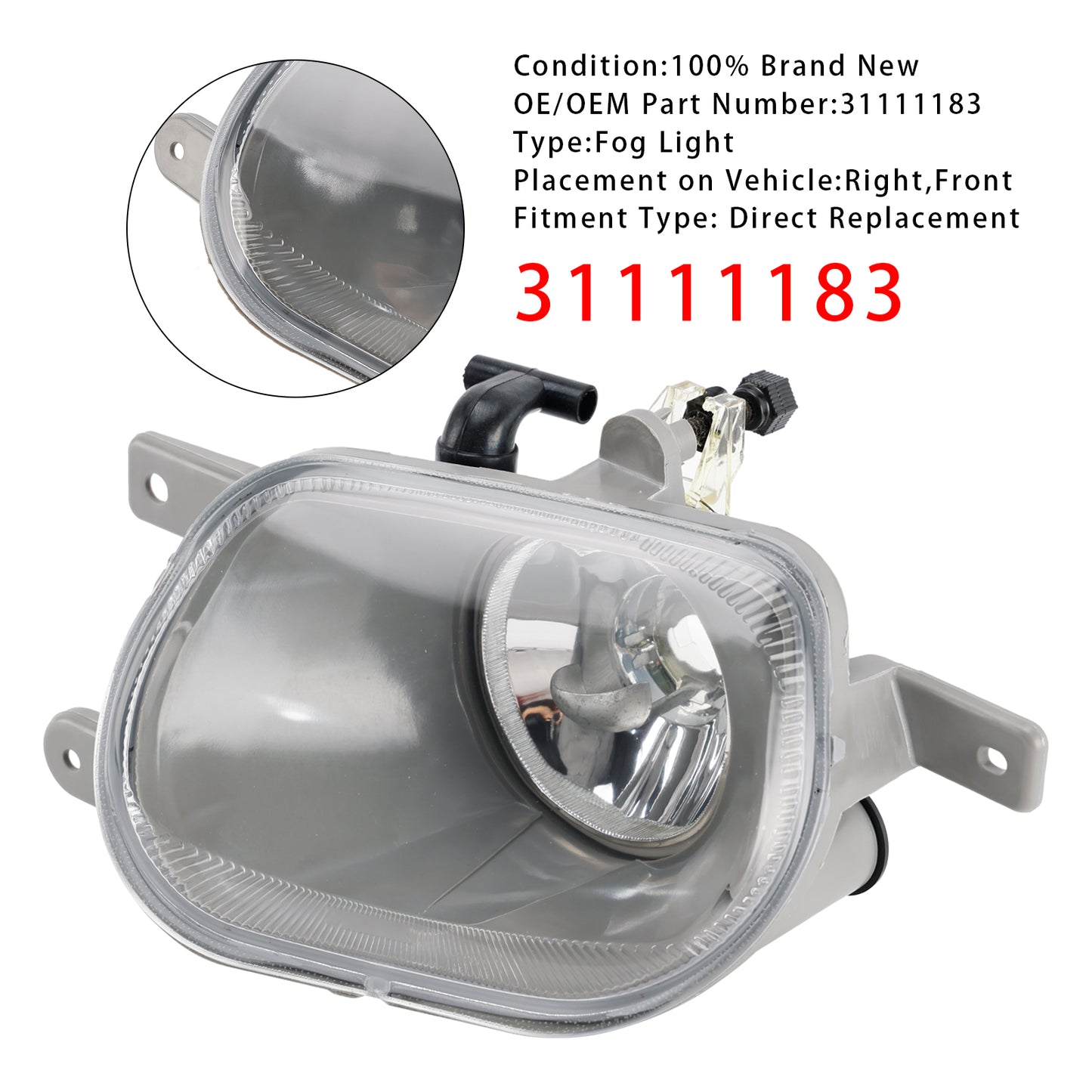 Right Front Fog Light Lamp For Volvo XC90 I 2.5L 3.2L 4.4L 03-14 31111183