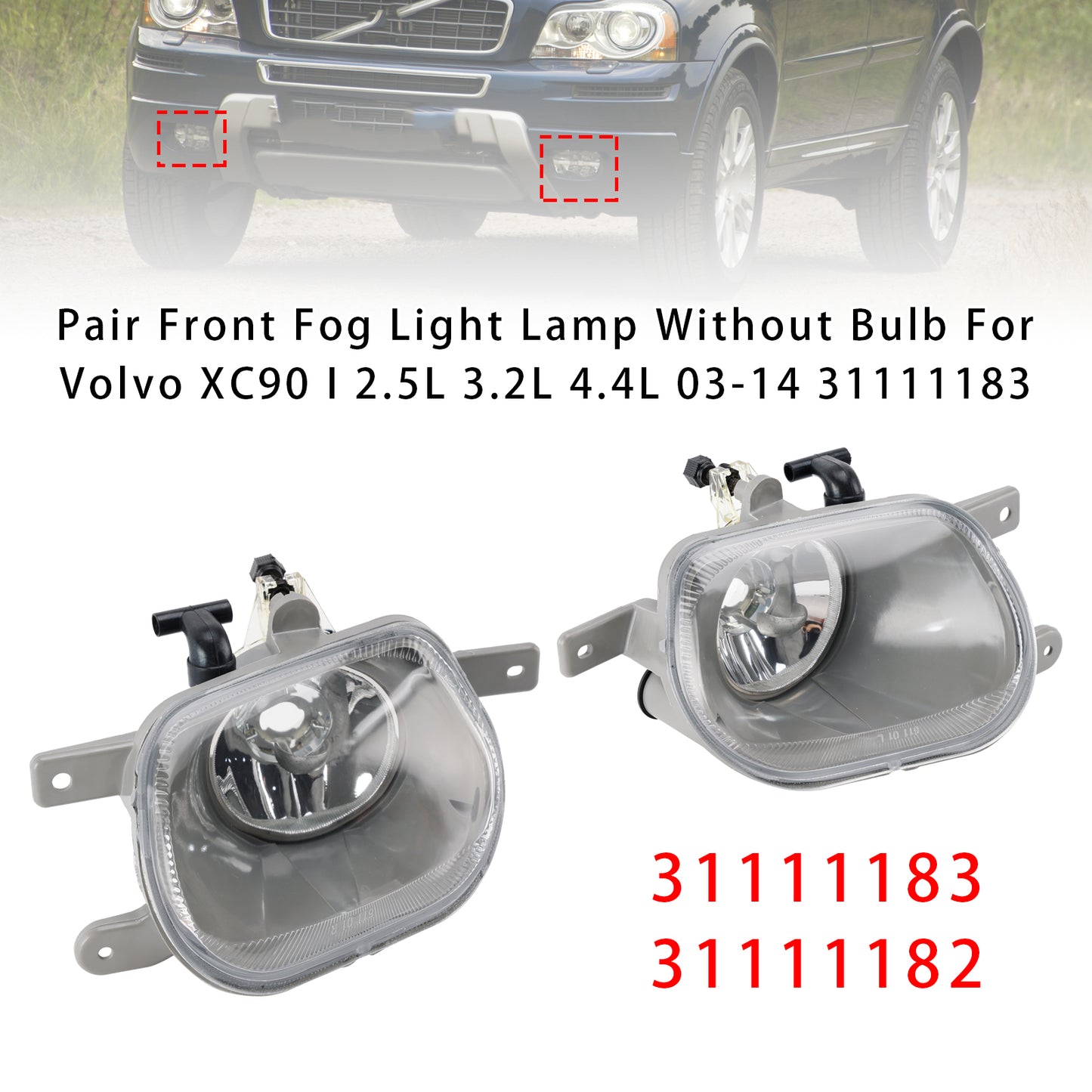 Pair Front Fog Light Lamp For Volvo XC90 I 2.5L 3.2L 4.4L 03-14 31111183