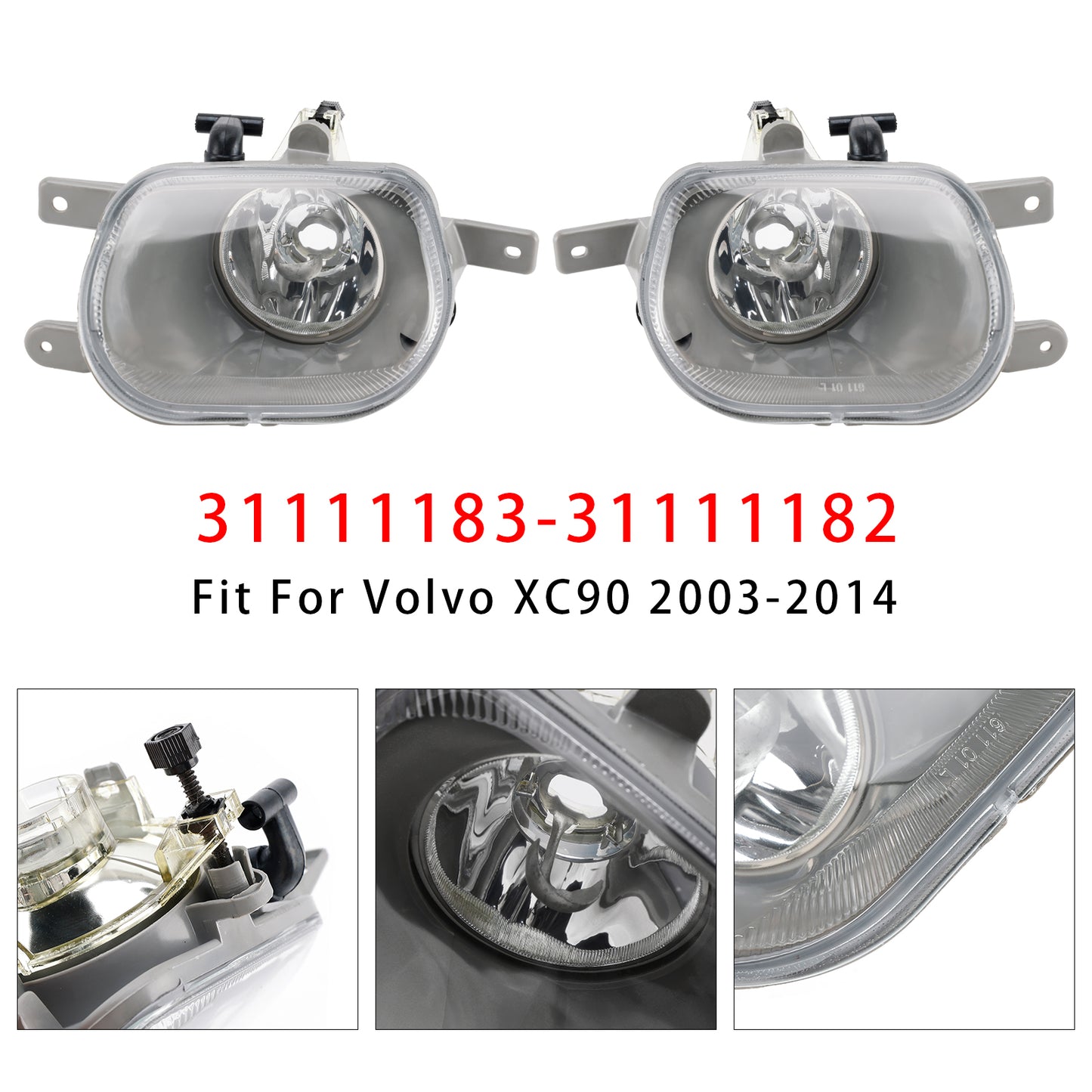 Pair Front Fog Light Lamp For Volvo XC90 I 2.5L 3.2L 4.4L 03-14 31111183
