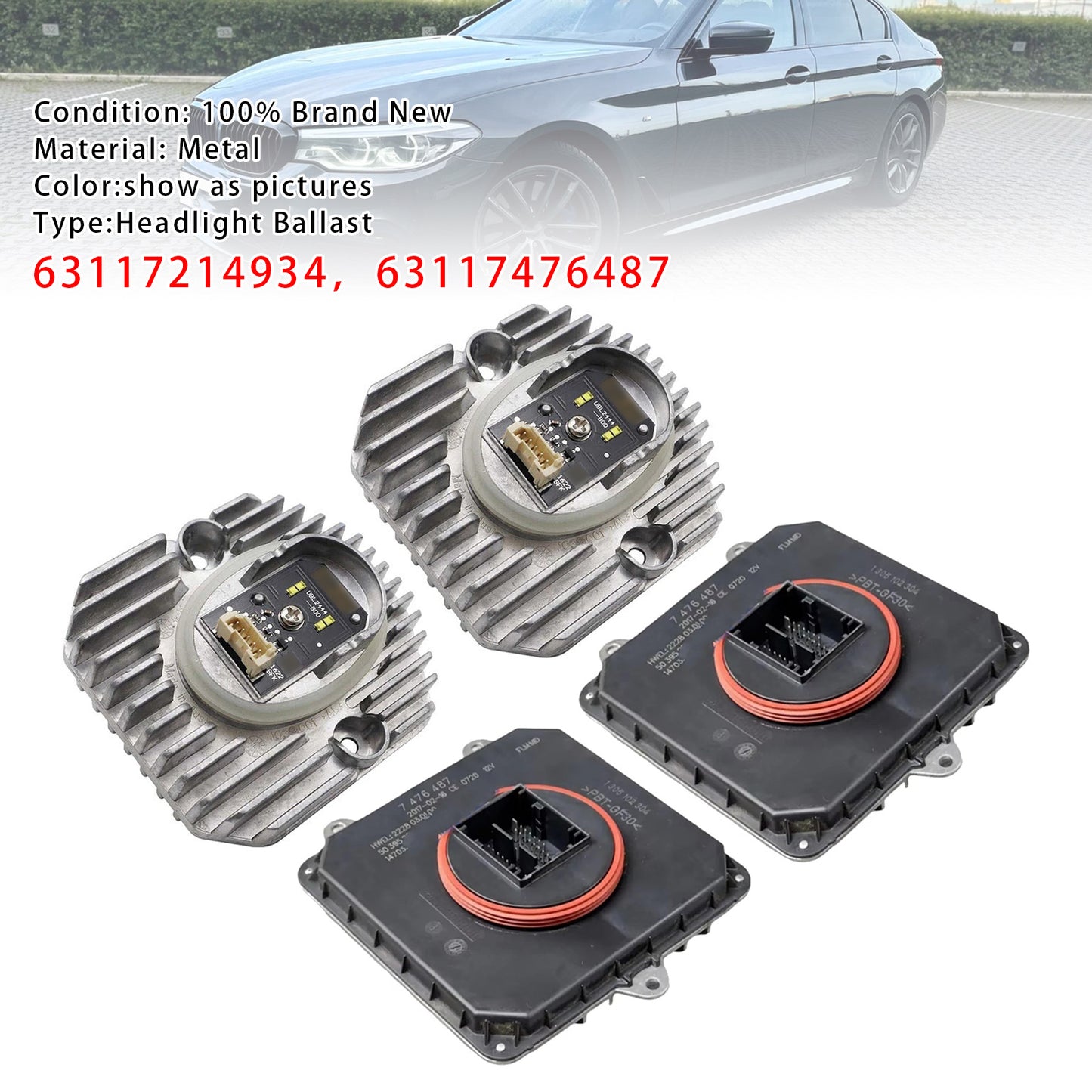 2017-2019 BMW 5 Series G30 Low Version 63117214934 2PCS LED Daytime Driving Light Module+Adaptive Headlight Ballast Control Module
