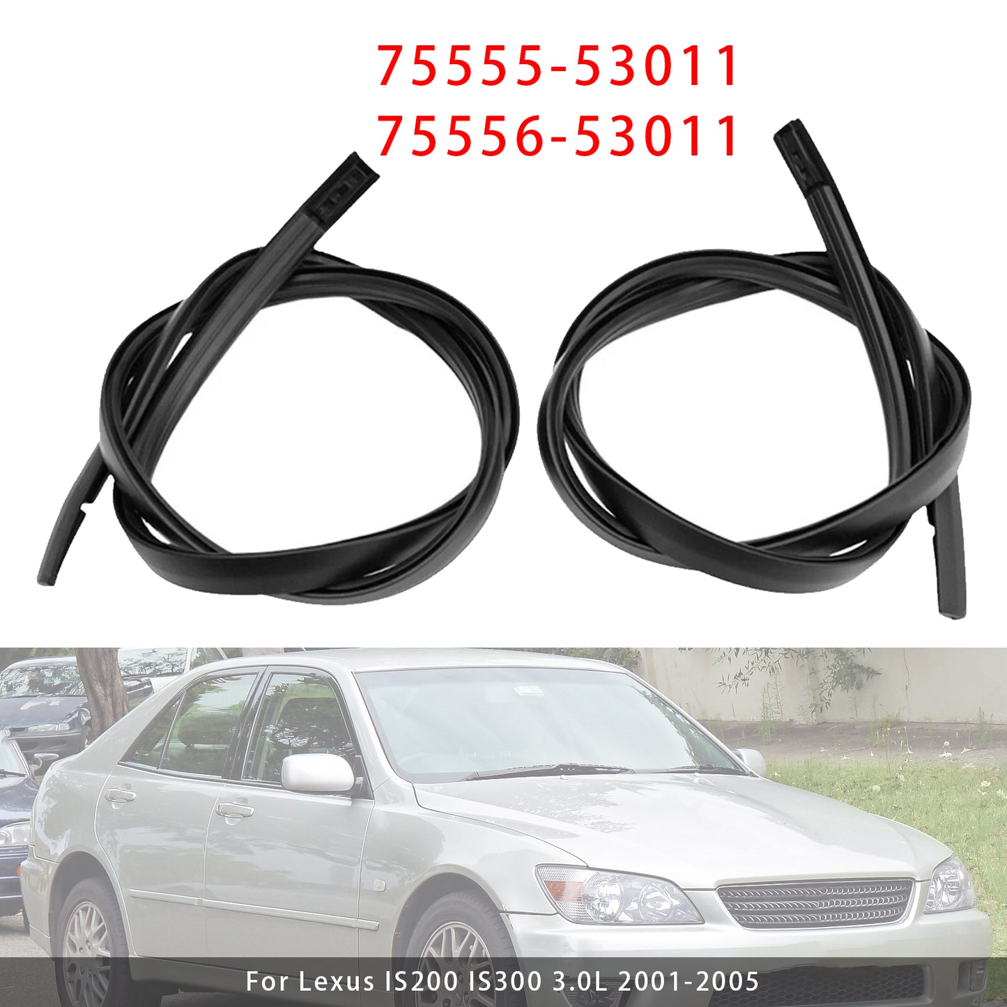 2001-2005 Lexus IS200 IS300 3.0L 7555553011 2x Left+Right Roof Drip Molding