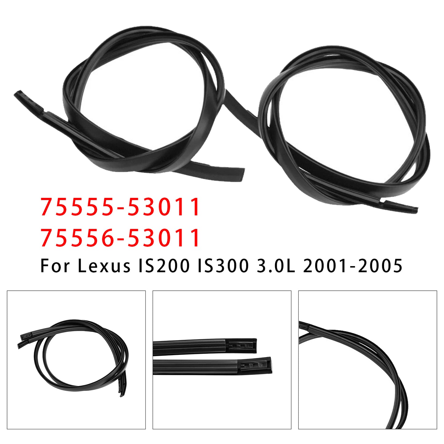 2001-2005 Lexus IS200 IS300 3.0L 7555553011 2x Left+Right Roof Drip Molding