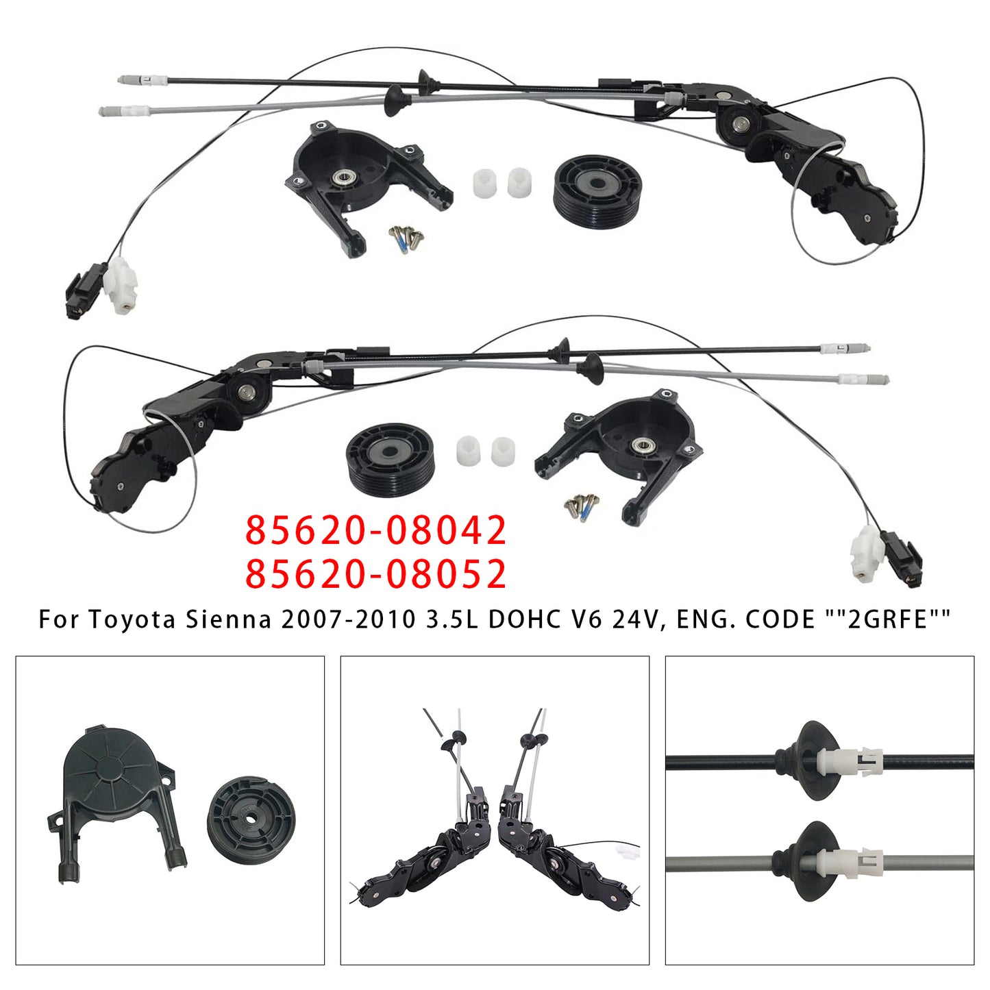 04-10 Sienna 85620-08042+85620-08052 Power Sliding Door Cable w/o Motor Set