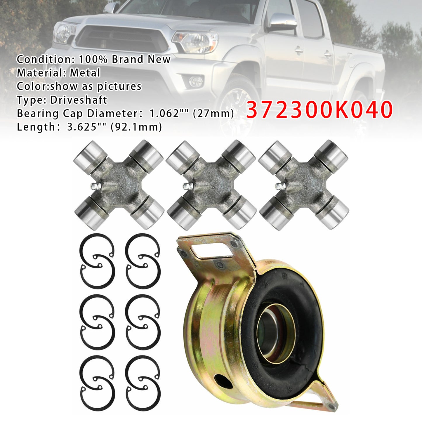 2005-2015 Toyota Tacoma 372300K040 Driveshaft Support Bearing & U-Joints