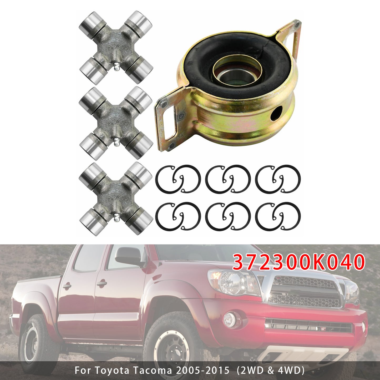 2005-2015 Toyota Tacoma 372300K040 Driveshaft Support Bearing & U-Joints