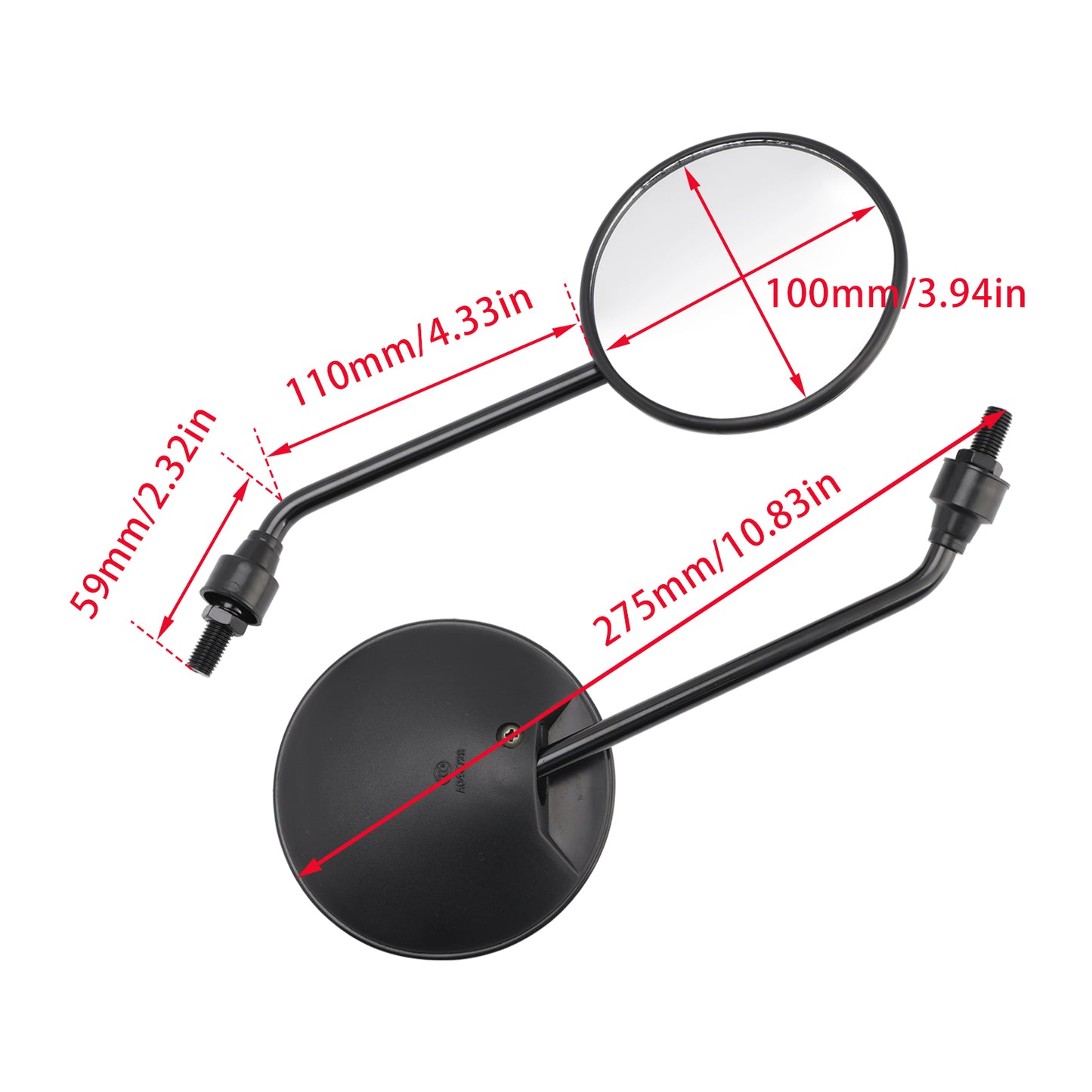1993-1994 Honda NX650 Dominator 88110-MM9-013 Black 10mm Rearview Mirror Set