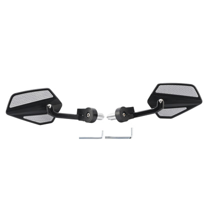 7/8" Universal Fit Rearview Mirrors CNC Aluminium Black Bar End Mirror Set