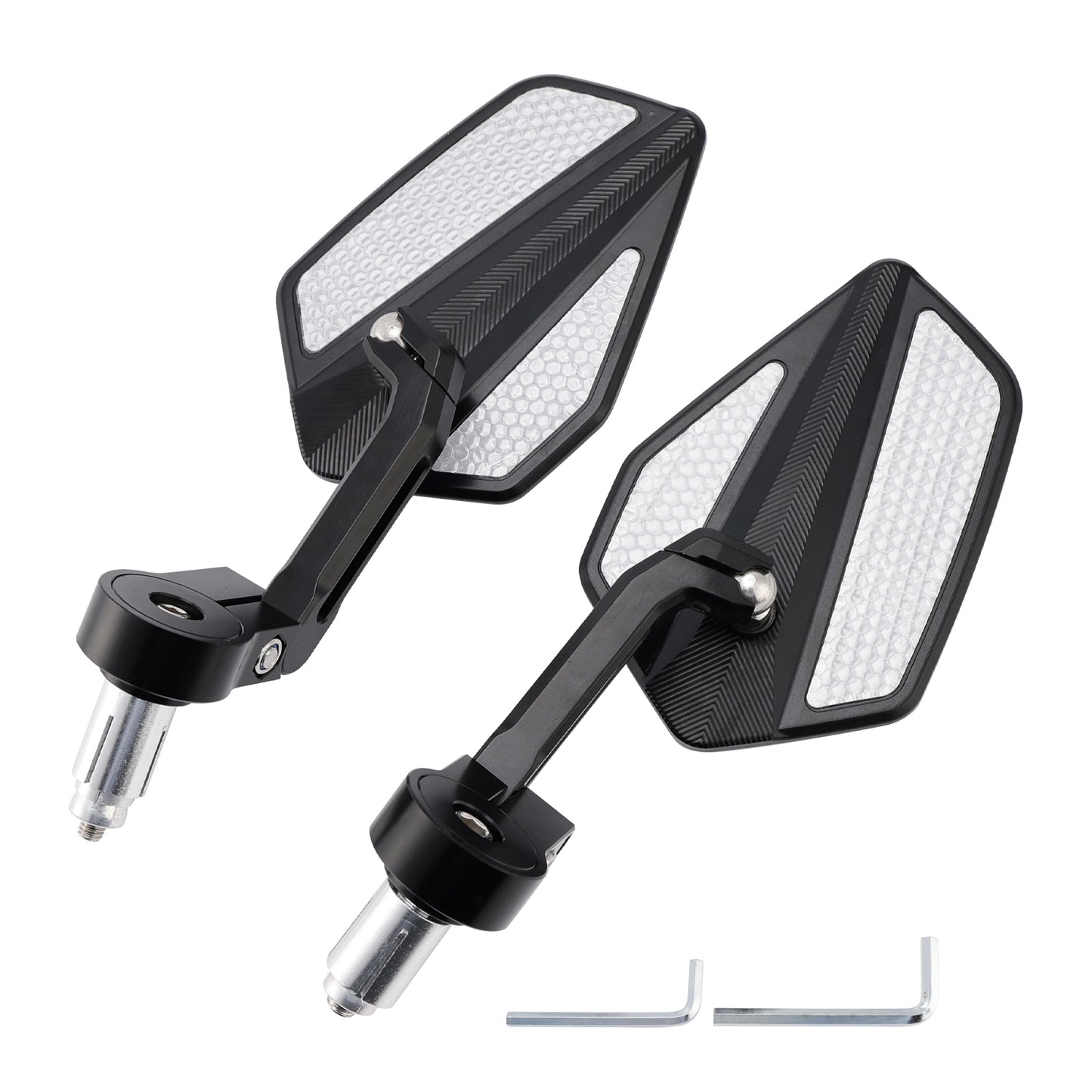 7/8" Universal Fit Rearview Mirrors CNC Aluminium Black Bar End Mirror Set
