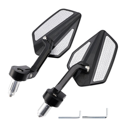7/8" Universal Fit Rearview Mirrors CNC Aluminium Black Bar End Mirror Set