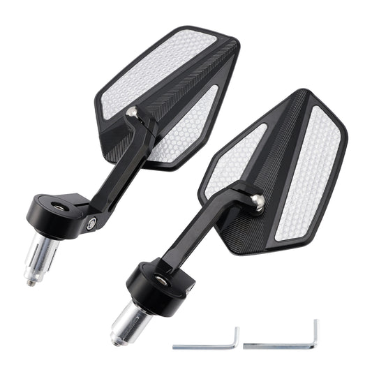 7/8" Universal Fit Rearview Mirrors CNC Aluminium Black Bar End Mirror Set