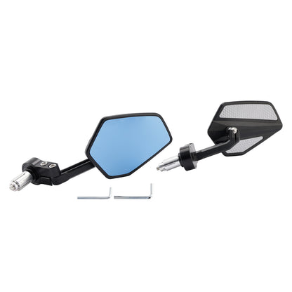 7/8" Universal Fit Rearview Mirrors CNC Aluminium Black Bar End Mirror Set