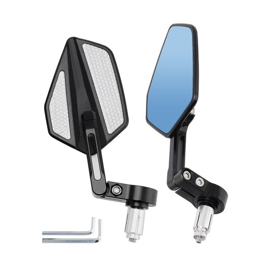 7/8" Universal Fit Rearview Mirrors CNC Aluminium Black Bar End Mirror Set