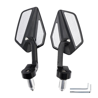 7/8" Universal Fit Rearview Mirrors CNC Aluminium Black Bar End Mirror Set