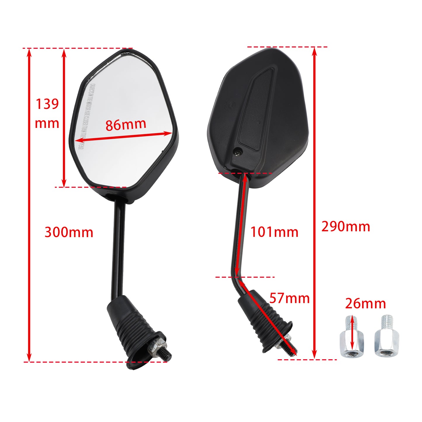 2017-2022 Honda Dio 110 SCV110 Black Rearview Mirrors Left & Right