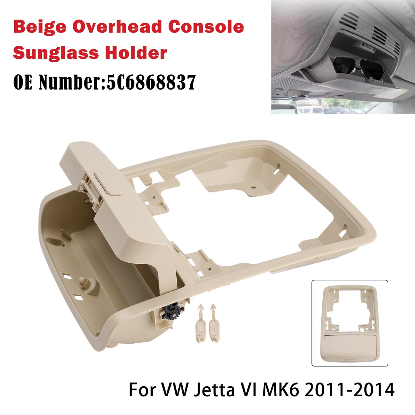 2011-2014 VW Jetta VI MK6 5C6868837 Overhead Console Sunglass Holder