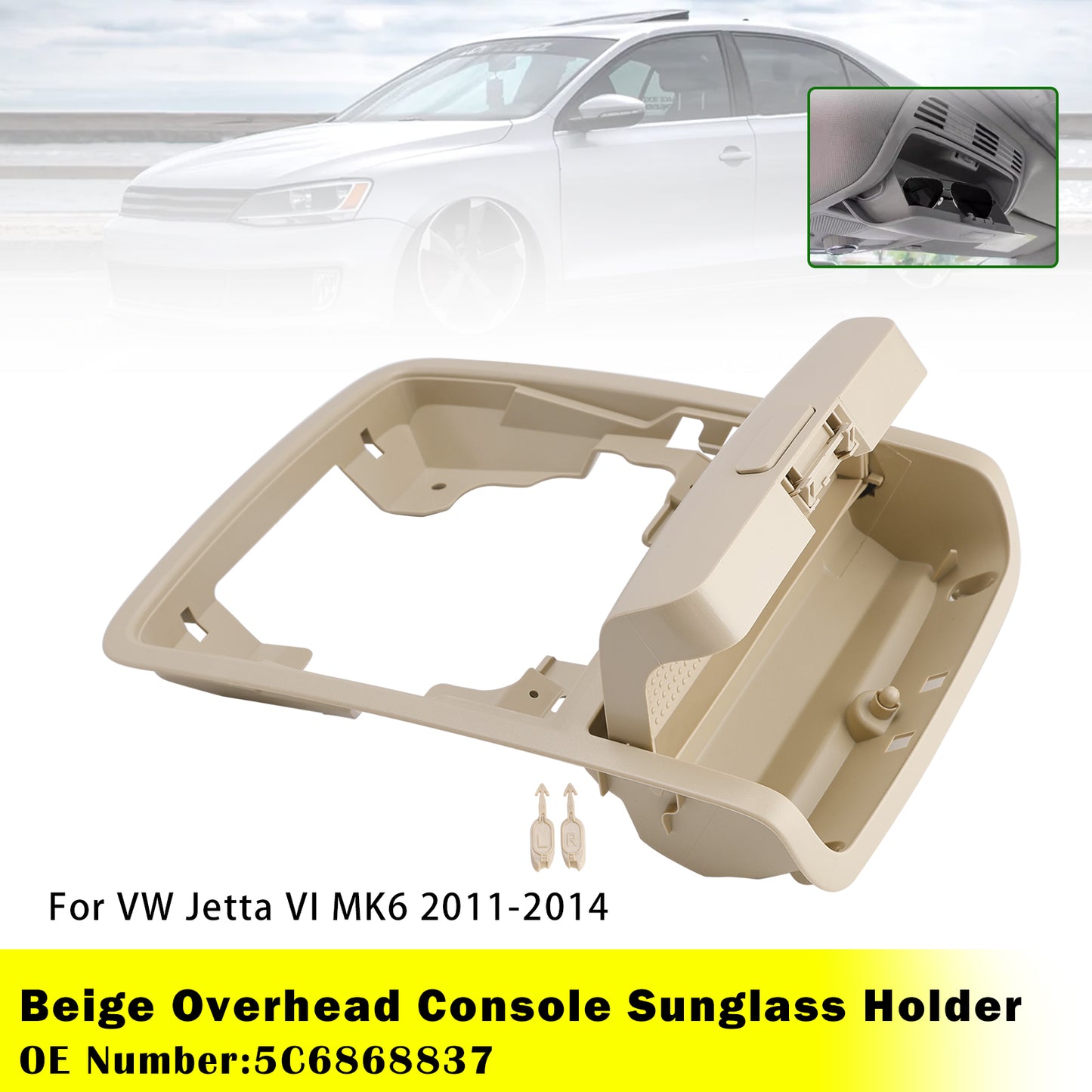 2011-2014 VW Jetta VI MK6 5C6868837 Overhead Console Sunglass Holder