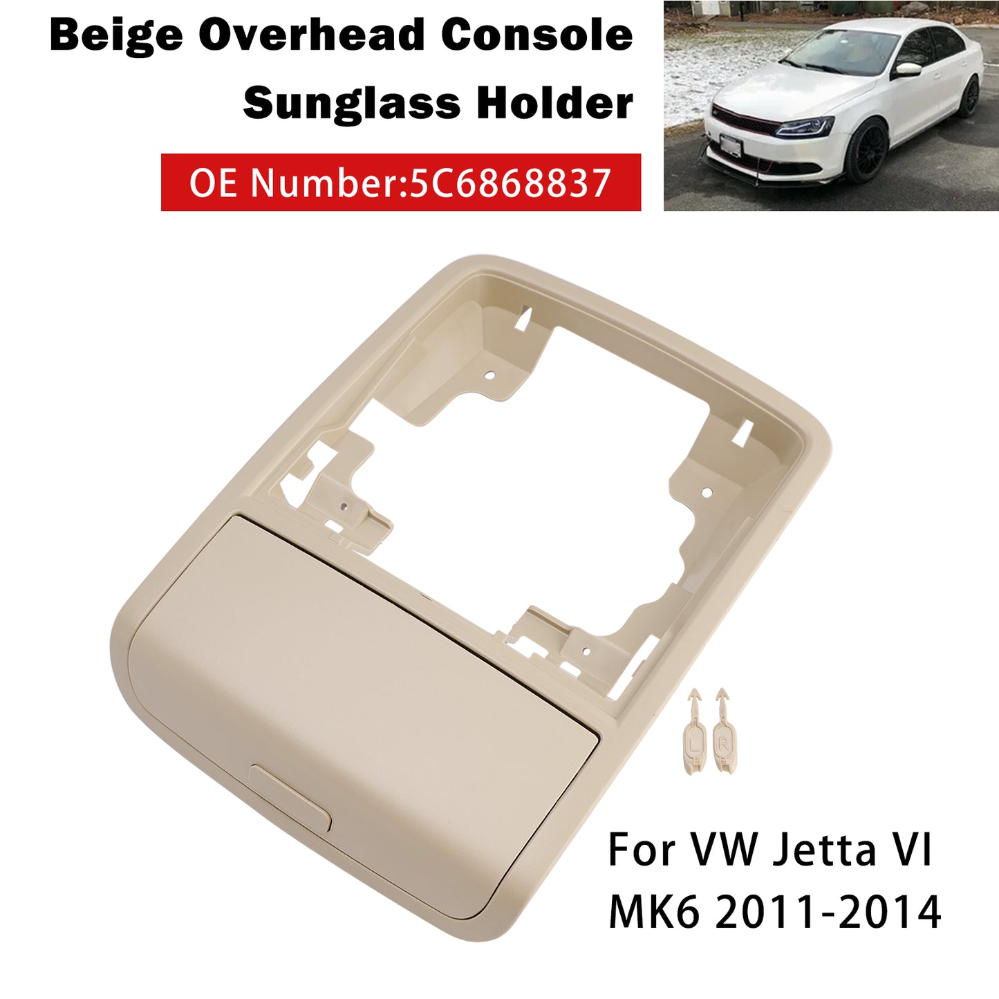 2011-2014 VW Jetta VI MK6 5C6868837 Overhead Console Sunglass Holder