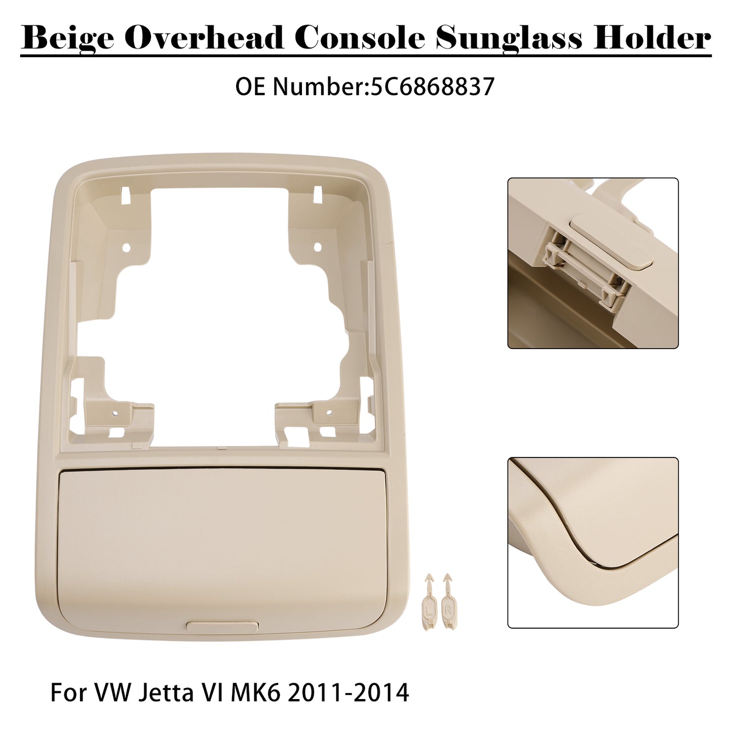 2011-2014 VW Jetta VI MK6 5C6868837 Overhead Console Sunglass Holder