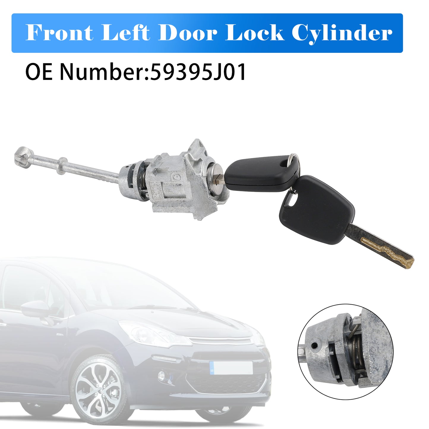 2010-2018 Peugeot 508 SW I 59395J01 Front Left Door Lock Cylinder