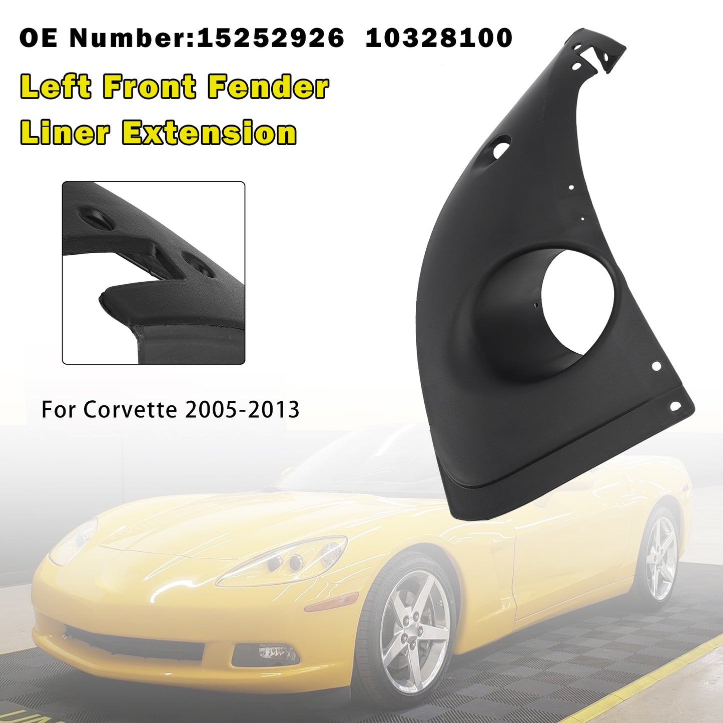 2005-2013 Chevy Corvette 15252926 10328100 Left Front Fender Liner Extension