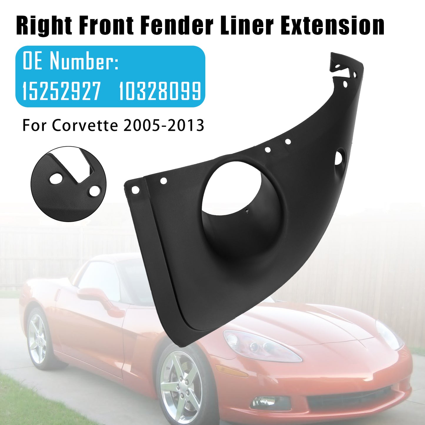 2005-2013 Chevy Corvette 15252927 10328099 Right Front Fender Liner Extension