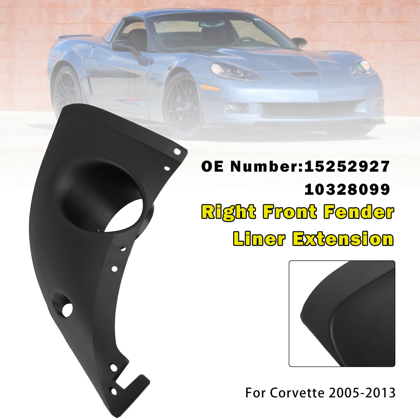 2005-2013 Chevy Corvette 15252927 10328099 Right Front Fender Liner Extension