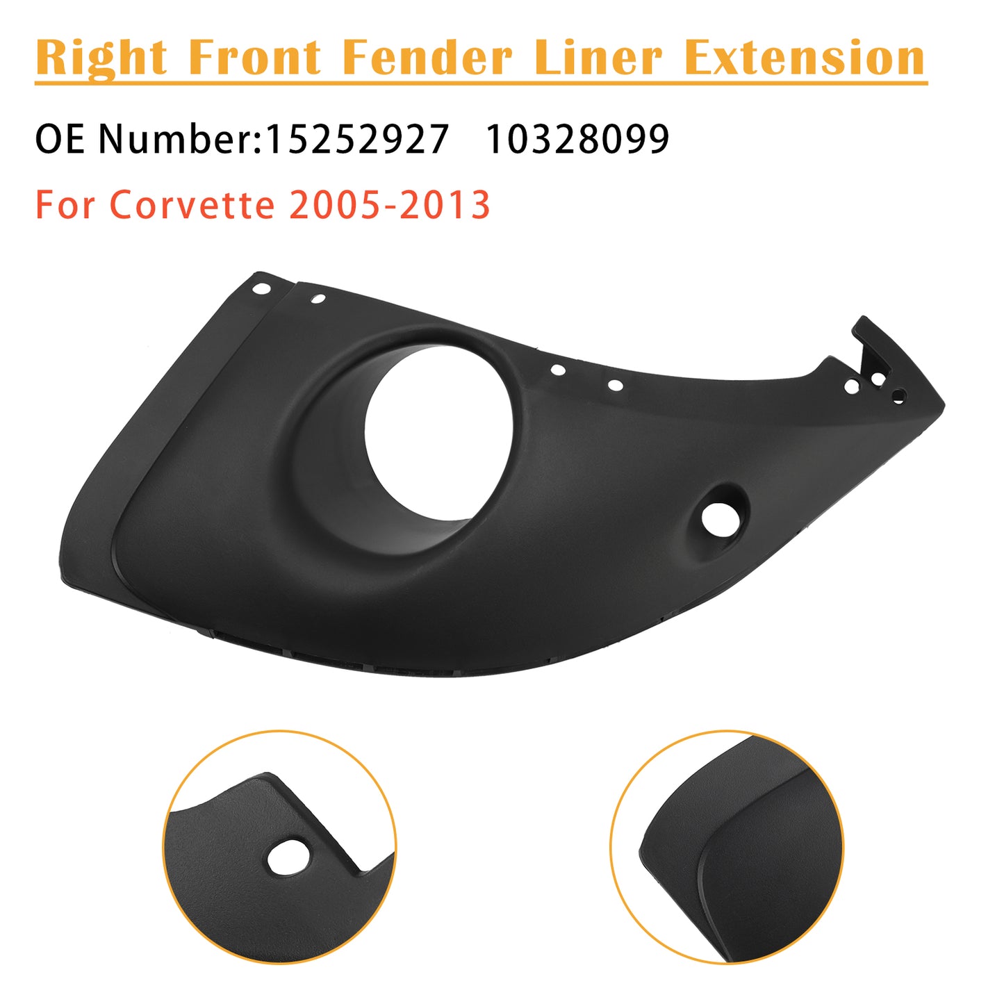 2005-2013 Chevy Corvette 15252927 10328099 Right Front Fender Liner Extension