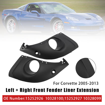 2005-2013 Chevy Corvette 15252927 10328099 Left + Right Front Fender Liner Extension