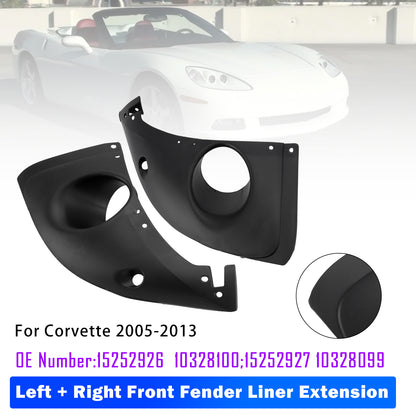 2005-2013 Chevy Corvette 15252927 10328099 Left + Right Front Fender Liner Extension