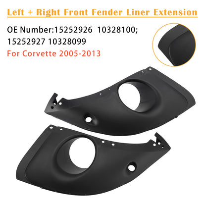 2005-2013 Chevy Corvette 15252927 10328099 Left + Right Front Fender Liner Extension