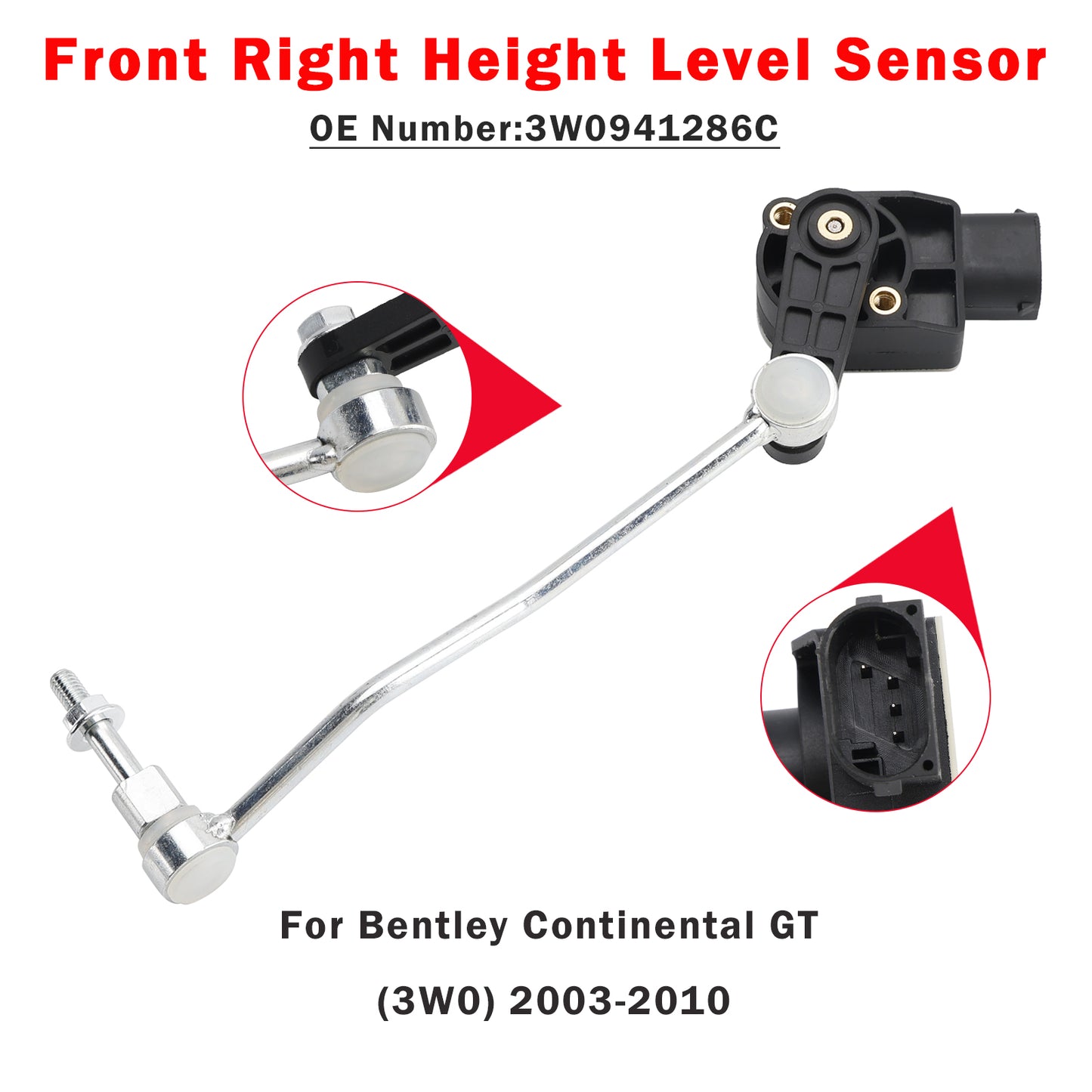 2003-2010 Bentley Continental GT 3W0941286C Front Right Height Level Sensor