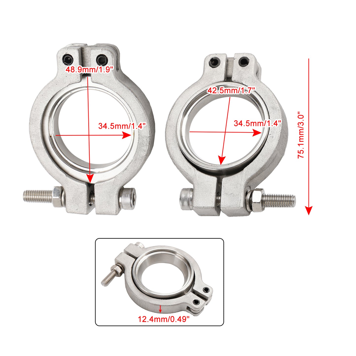 4PC TiAL MV-S 38mm Wastegate V-Band Clamp Set Kit with Screws Nuts and Seals