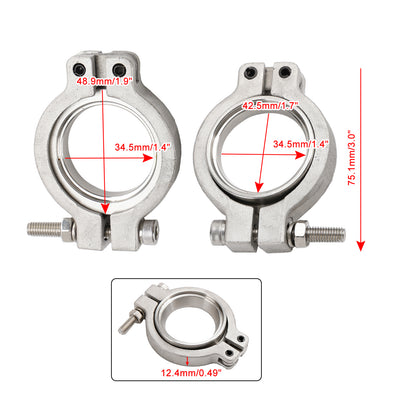 4PC TiAL MV-S 38mm Wastegate V-Band Clamp Set Kit with Screws Nuts and Seals