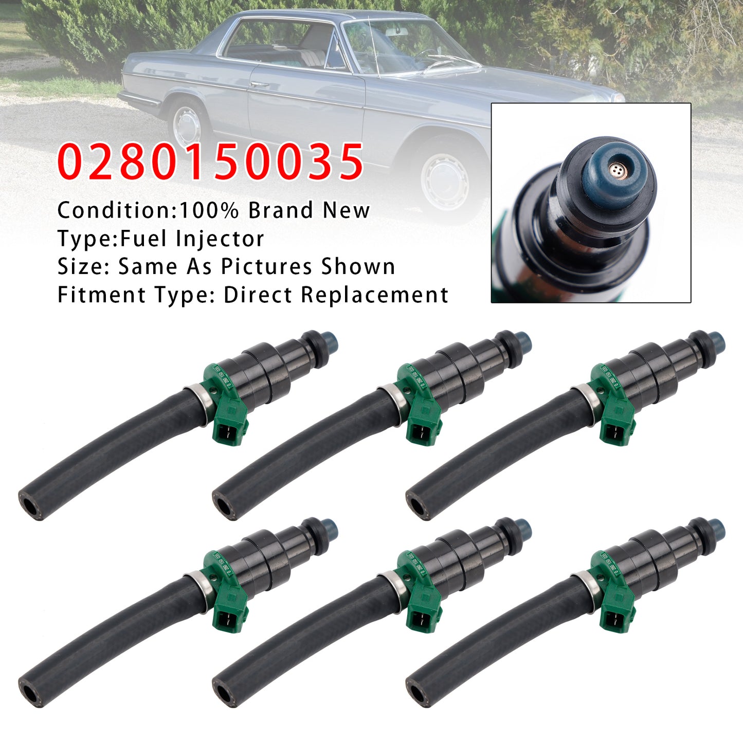 Mercedes Benz R107,C107 280 SL/280 SLC 0280150035 6Pcs Fuel Injector