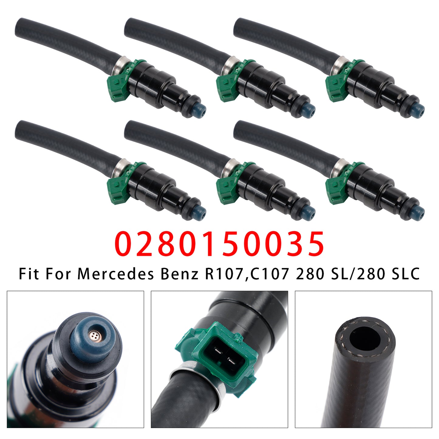 Mercedes Benz R107,C107 280 SL/280 SLC 0280150035 6Pcs Fuel Injector
