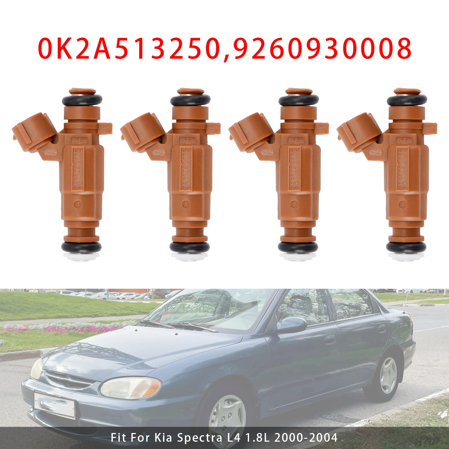 98-04 Kia Spectra Sephia L4 1.8L 0K2A513250 9260930008 4Pcs Fuel Injector