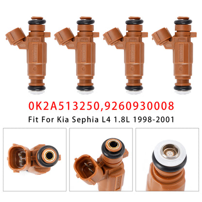 98-04 Kia Spectra Sephia L4 1.8L 0K2A513250 9260930008 4Pcs Fuel Injector