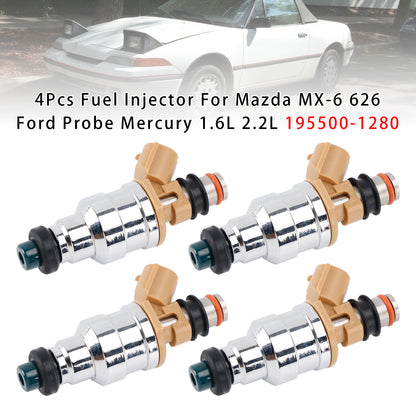 1988-1989 Mazda MX-6 LX Coupe 2-Door 2.2L 195500-1280 4Pcs Fuel Injector