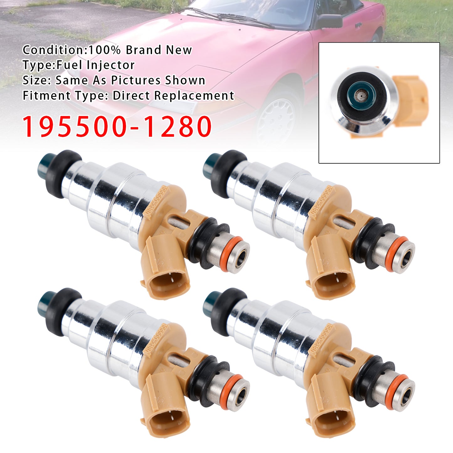 1988-1989 Mazda MX-6 LX Coupe 2-Door 2.2L 195500-1280 4Pcs Fuel Injector