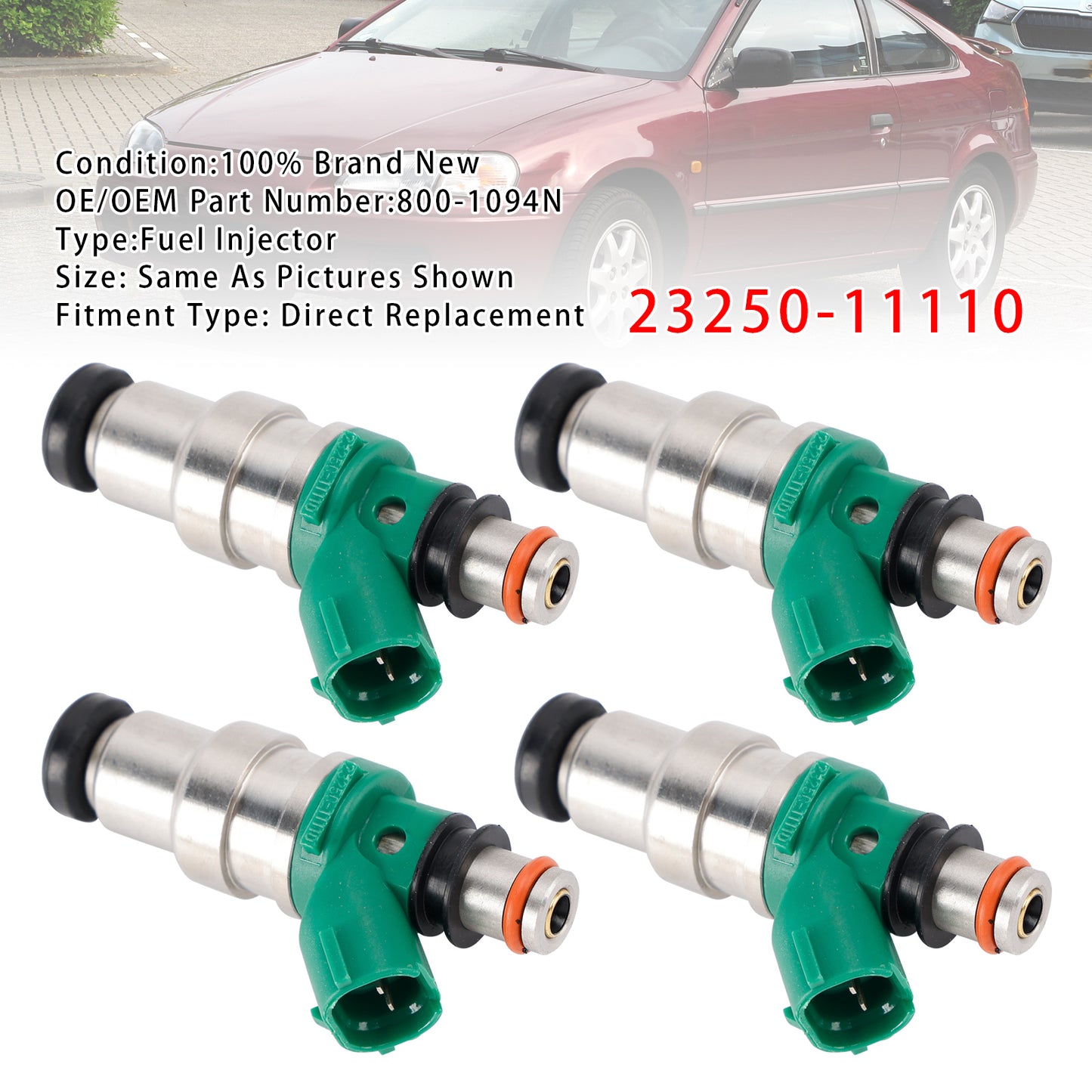 1995-1997 Toyota Carina E Saloon (T19) 1.6 23250-11110 4Pcs Fuel Injector
