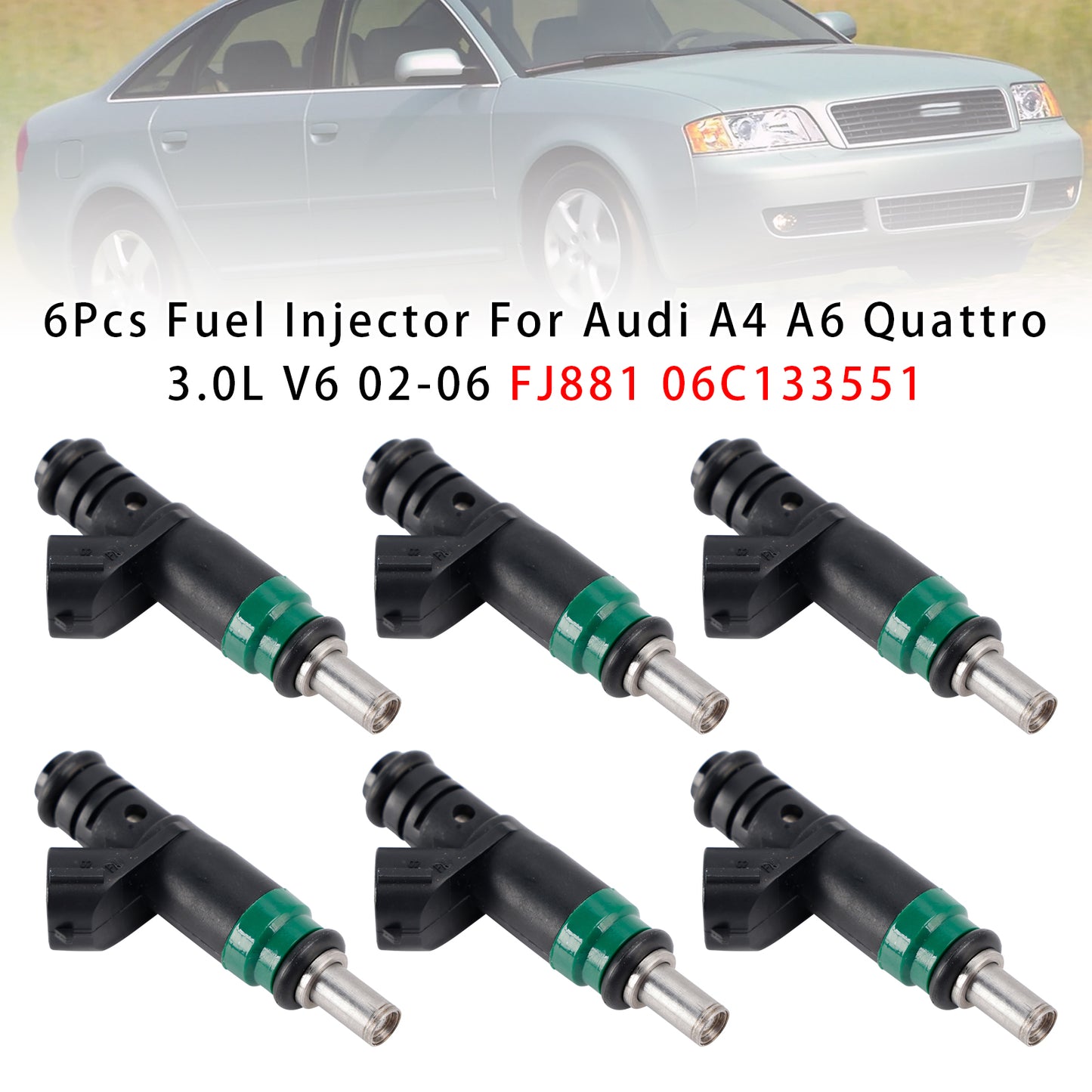 2002-2005 Audi A4 V6 3.0L 06C133551 6Pcs Fuel Injector