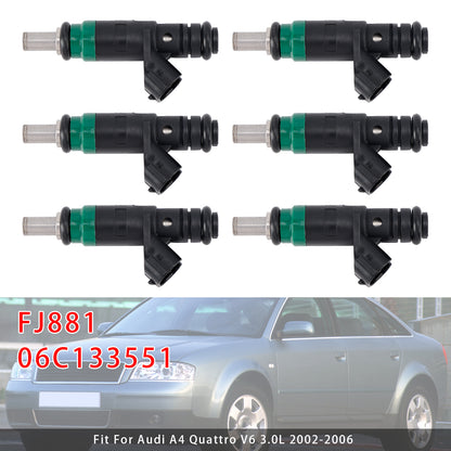 2002-2005 Audi A4 V6 3.0L 06C133551 6Pcs Fuel Injector