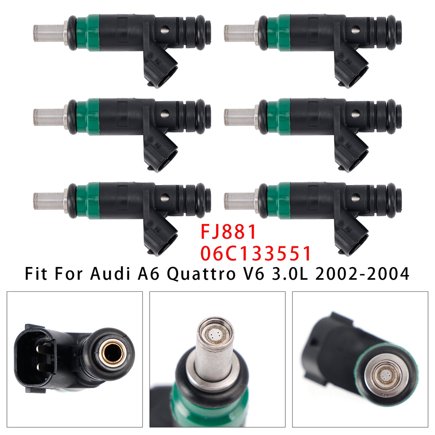 2002-2005 Audi A4 V6 3.0L 06C133551 6Pcs Fuel Injector