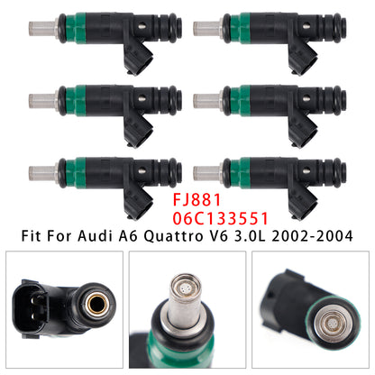 2002-2005 Audi A4 V6 3.0L 06C133551 6Pcs Fuel Injector