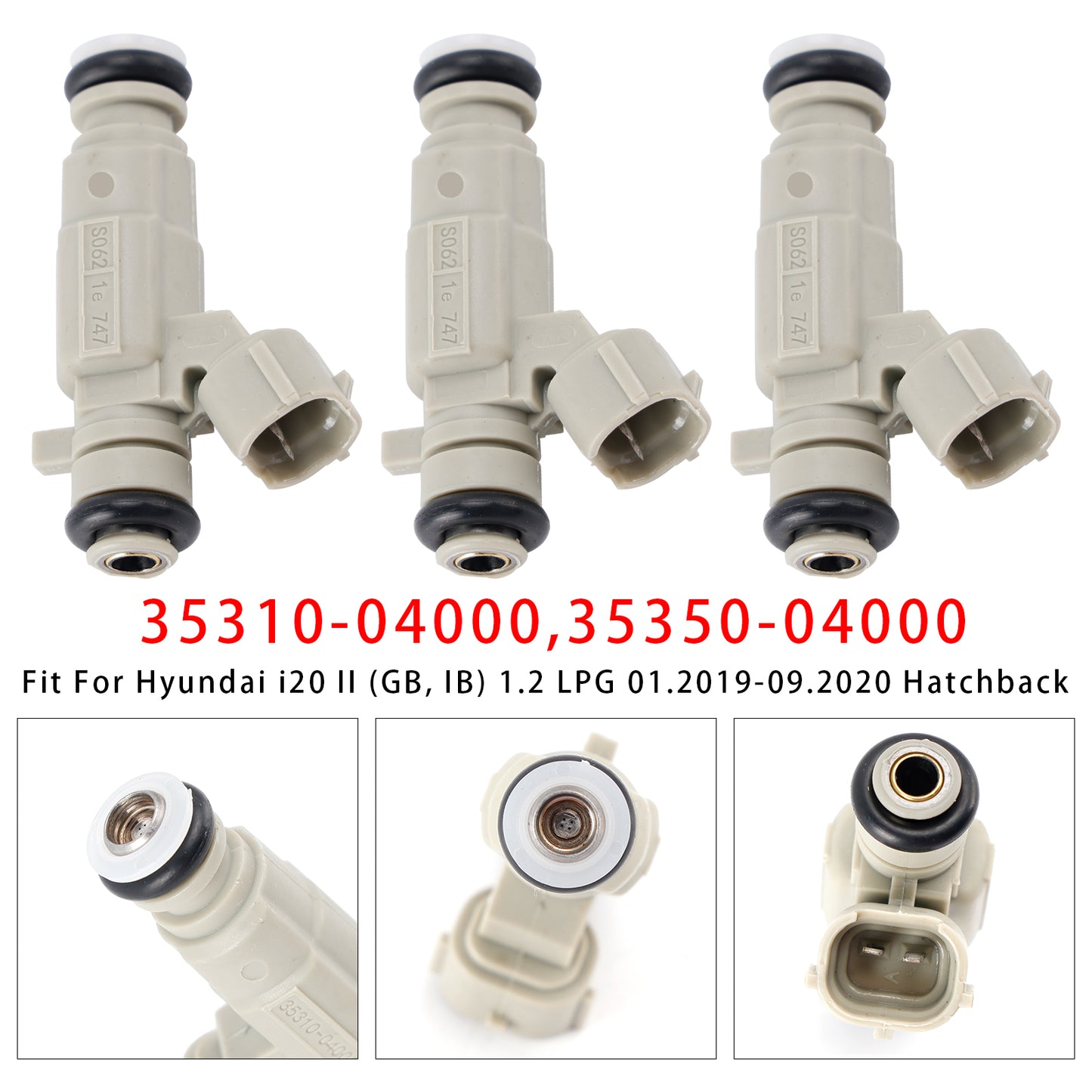 01.2019-09.2020 Hyundai i20 II (GB, IB) 1.2 LPG Hatchback 35350-04000 3Pcs Fuel Injector