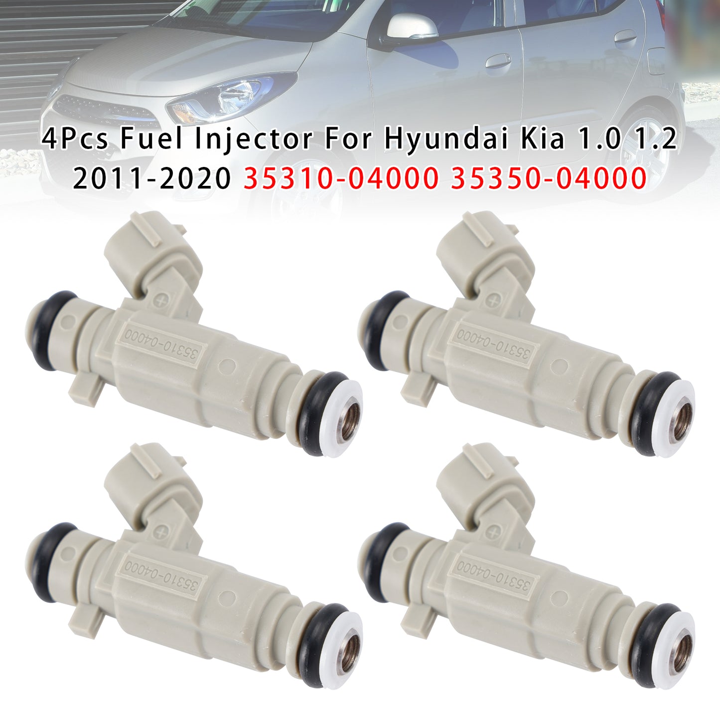 04.2011-12.2013 Hyundai i10 I (PA) 1.2 Hatchback 35350-04000 4Pcs Fuel Injector