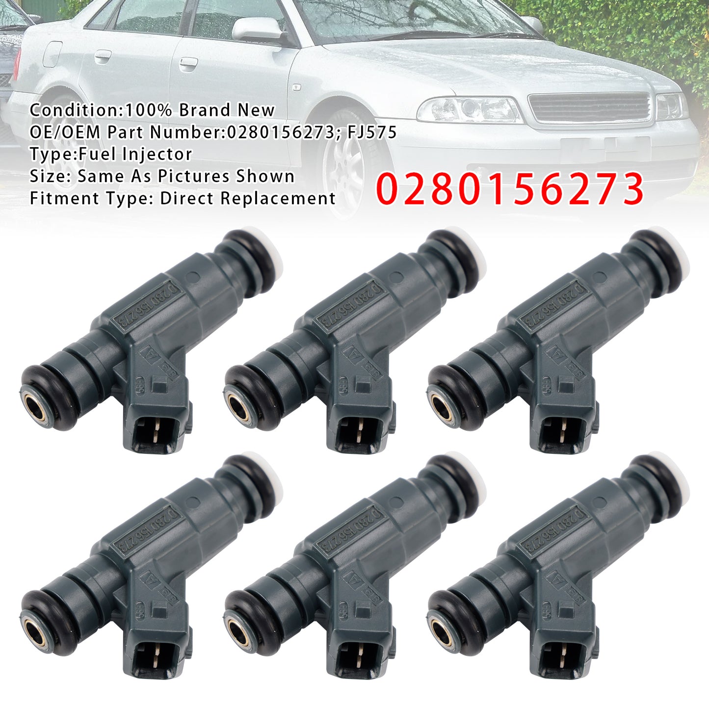 1997/12-2005/01 Audi A6 Avant 4B5 2.8 quattro Petrol 0280156273 6Pcs Fuel Injector