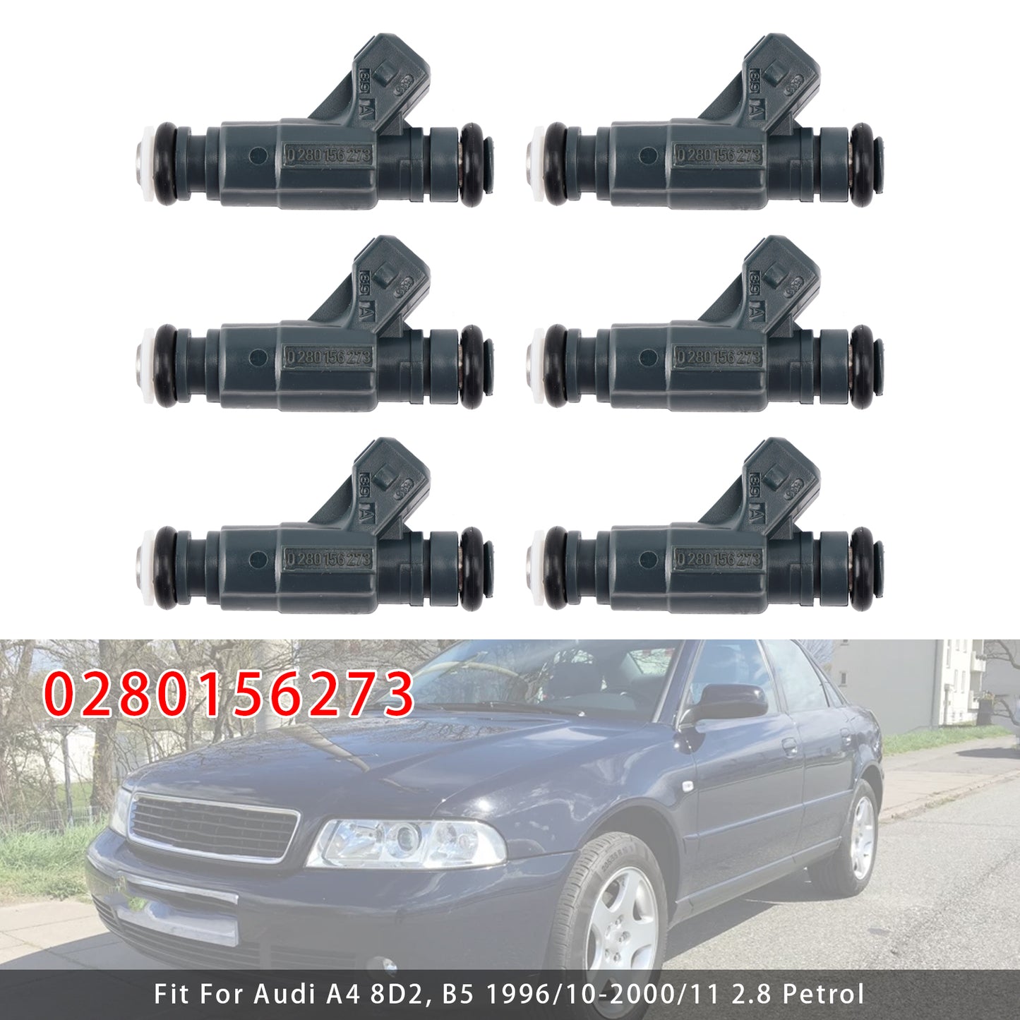 1997/12-2005/01 Audi A6 Avant 4B5 2.8 quattro Petrol 0280156273 6Pcs Fuel Injector