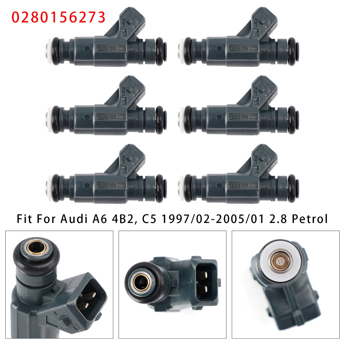 1997/12-2005/01 Audi A6 Avant 4B5 2.8 quattro Petrol 0280156273 6Pcs Fuel Injector